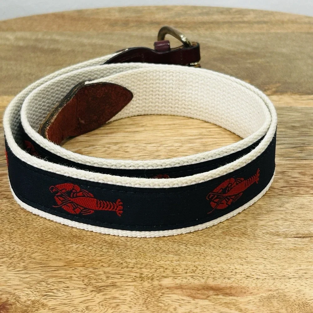 Chatham Cape Cod Lobster Belt Canvas Leather Nautical Prep Men's Large